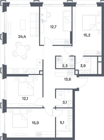 Квартира 107,4 м², 4-комнатная - изображение 1
