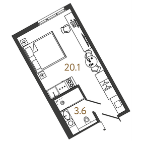 Квартира 23,7 м², студия - изображение 1