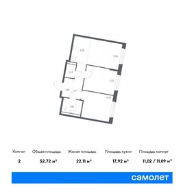 Квартира 52,7 м², 2-комнатная - изображение 1