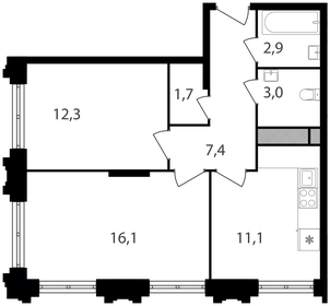 58,7 м², 2-комнатная квартира 16 500 000 ₽ - изображение 124