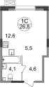 Квартира 26,8 м², студия - изображение 1