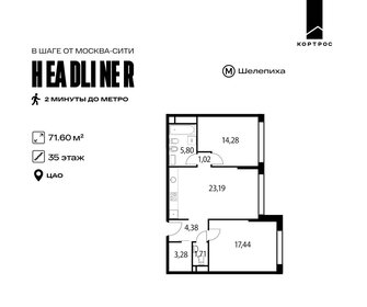 47,3 м², 2-комнатная квартира 19 350 000 ₽ - изображение 71