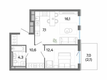 Квартира 52,6 м², 2-комнатная - изображение 1