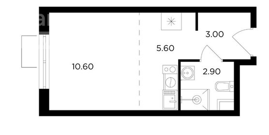 Квартира 22,1 м², студия - изображение 1