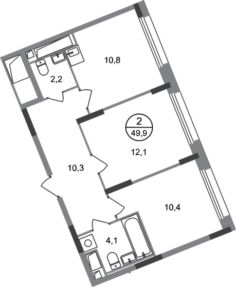 49,9 м², 2-комнатная квартира 12 833 596 ₽ - изображение 1