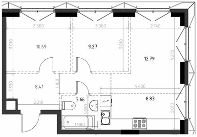 Квартира 53,7 м², 3-комнатная - изображение 1