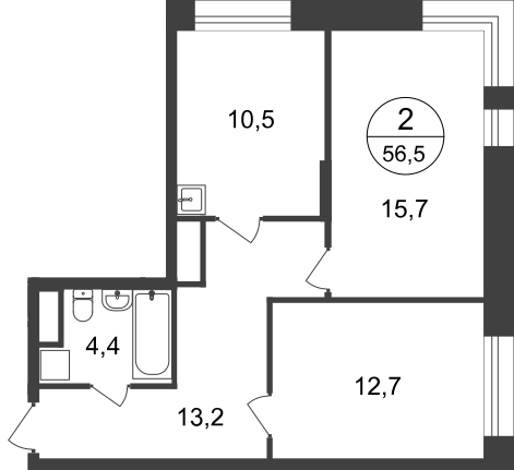 56,5 м², 2-комнатная квартира 14 532 221 ₽ - изображение 51