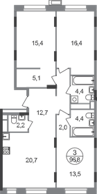 Квартира 96,8 м², 3-комнатная - изображение 1