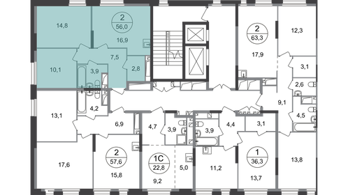 Квартира 56 м², 2-комнатная - изображение 2