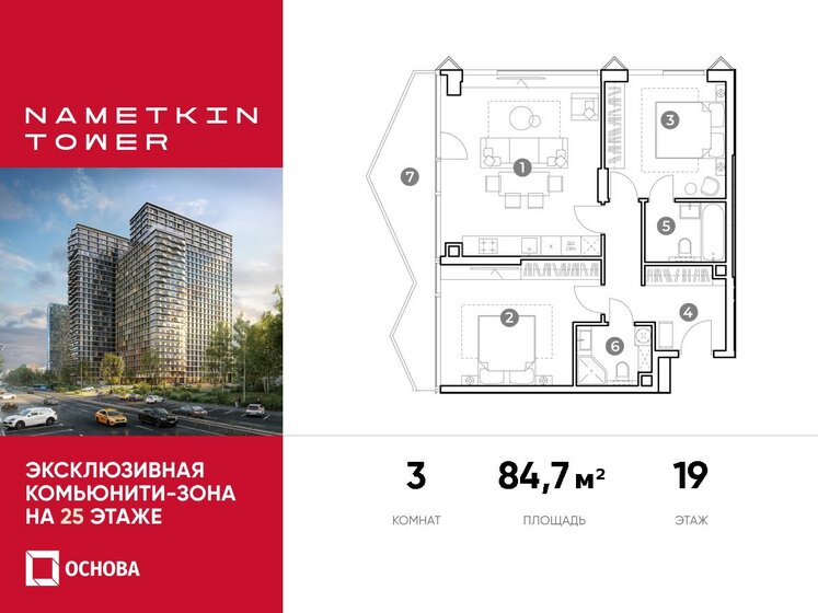 84,7 м², 3-комнатные апартаменты 28 459 200 ₽ - изображение 1