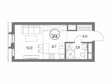 Квартира 27,4 м², студия - изображение 1