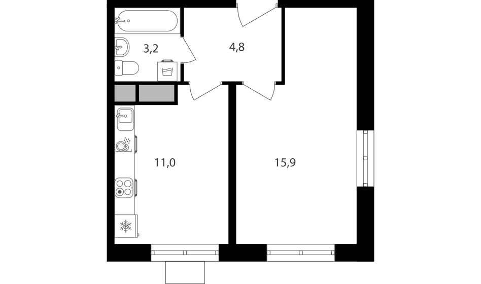 34,9 м², 1-комнатная квартира 16 577 500 ₽ - изображение 18