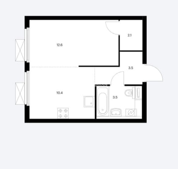 32,3 м², 1-комнатная квартира 11 500 000 ₽ - изображение 1