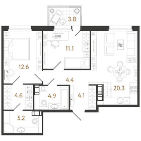 Квартира 67,2 м², 2-комнатная - изображение 1