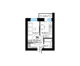 Квартира 35,4 м², 1-комнатная - изображение 1