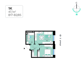 55,3 м², 1-комнатная квартира 19 500 000 ₽ - изображение 116