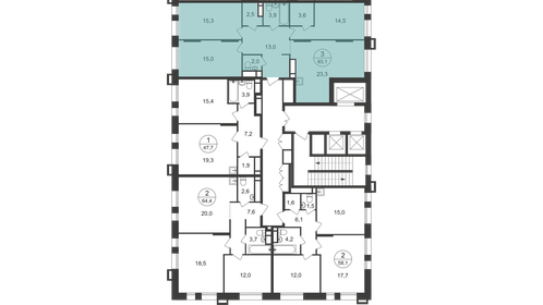 Квартира 93,1 м², 3-комнатная - изображение 2