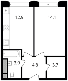 Квартира 39,4 м², 1-комнатные - изображение 1