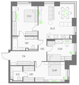 86,5 м², 3-комнатная квартира 45 296 304 ₽ - изображение 96