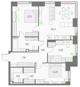 116,8 м², 4-комнатная квартира 36 000 000 ₽ - изображение 118