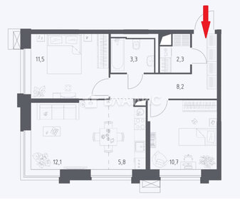 Квартира 53,9 м², 3-комнатные - изображение 2