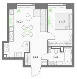 52,8 м², 1-комнатные апартаменты 23 000 000 ₽ - изображение 133