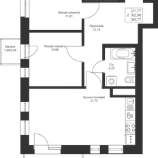 Квартира 65,8 м², 2-комнатная - изображение 3