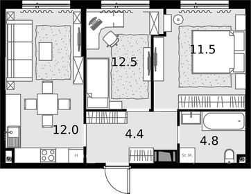 53,1 м², 2-комнатная квартира 18 000 000 ₽ - изображение 83