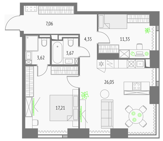 73,3 м², 2-комнатная квартира 37 025 252 ₽ - изображение 1