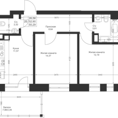 Квартира 55,3 м², 2-комнатная - изображение 2