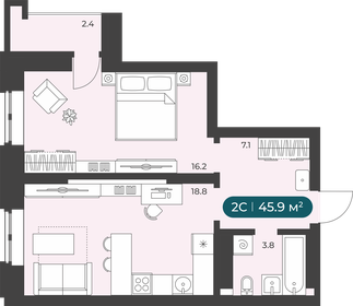 Квартира 45,9 м², 2-комнатная - изображение 1