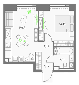 52,8 м², 1-комнатные апартаменты 23 000 000 ₽ - изображение 136