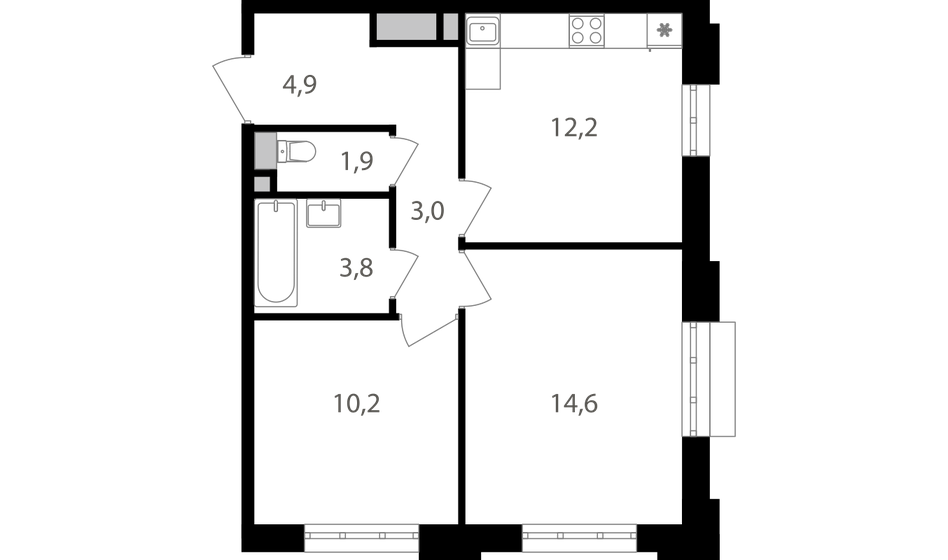 50,6 м², 2-комнатная квартира 16 414 640 ₽ - изображение 1