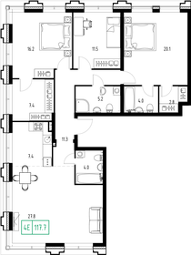 Квартира 117,6 м², 3-комнатная - изображение 2