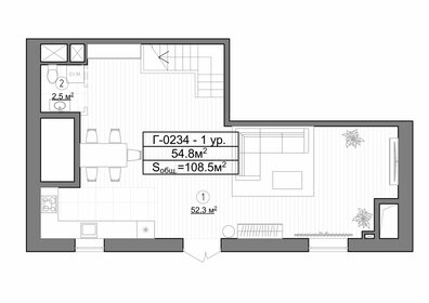 Квартира 108,5 м², 2-комнатные - изображение 1