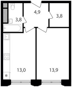 Квартира 39,4 м², 1-комнатные - изображение 1