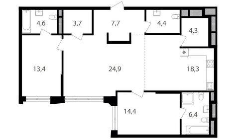 Квартира 102,1 м², 3-комнатная - изображение 1