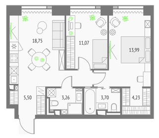 63 м², 2-комнатная квартира 29 000 000 ₽ - изображение 18