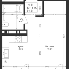 Квартира 34,2 м², студия - изображение 2
