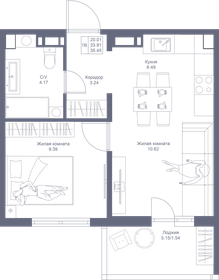 Квартира 35,5 м², 1-комнатная - изображение 1