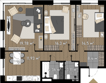 47,8 м², 1-комнатная квартира 23 997 000 ₽ - изображение 73