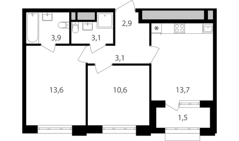 52,1 м², 2-комнатная квартира 17 823 410 ₽ - изображение 55