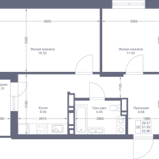 Квартира 52,9 м², 2-комнатная - изображение 2