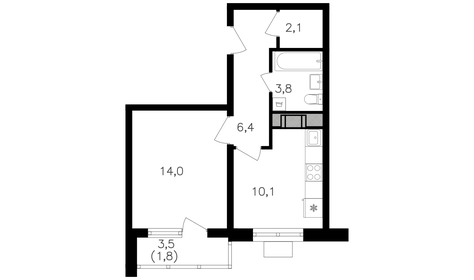 41,2 м², 1-комнатная квартира 16 212 200 ₽ - изображение 13
