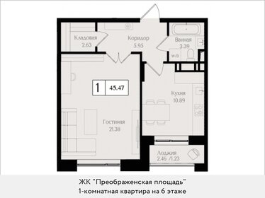 45,5 м², 1-комнатная квартира 22 131 786 ₽ - изображение 6