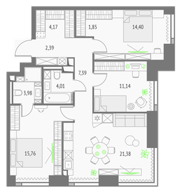 44,7 м², 2-комнатная квартира 8 100 000 ₽ - изображение 38