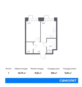 Квартира 34,7 м², 1-комнатные - изображение 1