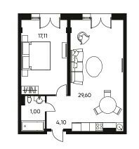 Квартира 54,5 м², 2-комнатные - изображение 1