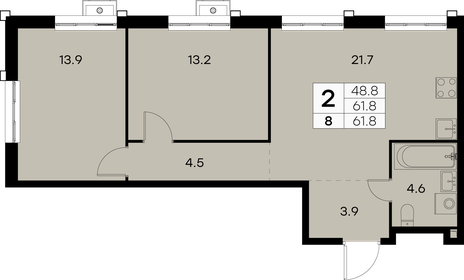 58,4 м², 2-комнатная квартира 13 657 680 ₽ - изображение 7