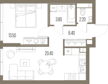 46,3 м², 1-комнатная квартира 20 154 390 ₽ - изображение 28